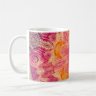 Caneca De Café Lace Ornament Mandala: Round Watercolor Design