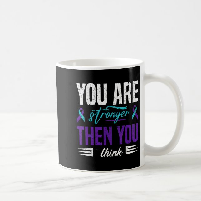 Caneca De Café Laço Azul e Roxo de Conscientização da Prevenção d (Direita)