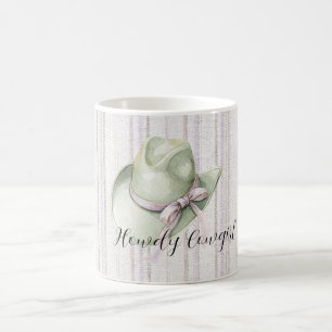 Caneca De Café Laço de Chapéu de Cowgirl Verde Pistache Lavanda