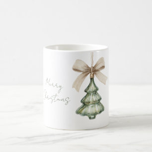 Caneca De Café Laço de Creme de Árvore de Natal Verde