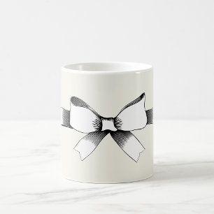 Caneca De Café Laço de Fita Preto e Branco Vintage