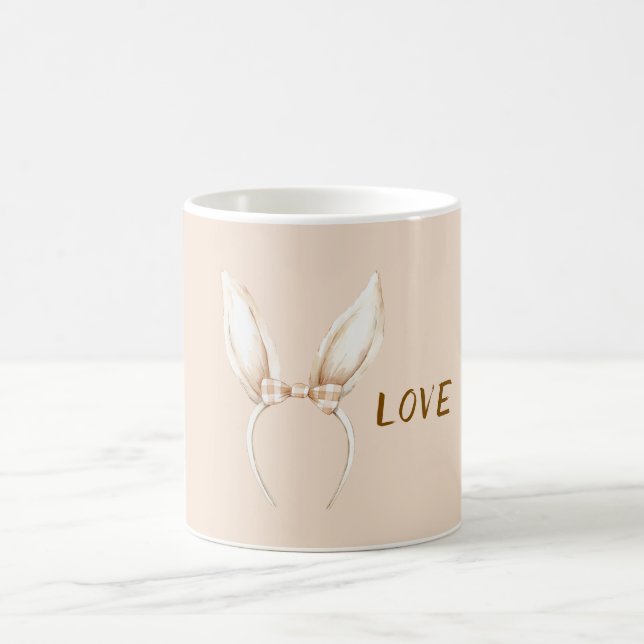 Caneca De Café Laço de Orelhas de Coelhinho Creme (Centro)
