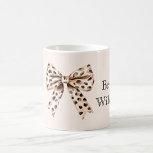 Caneca De Café Laço Estampa Leopardo Marrom Creme Seja Selvagem