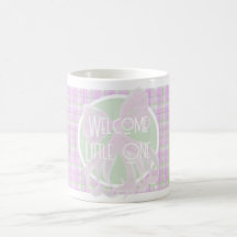 Laço rosa - Bem-vindo Pequeno - xadrez rosa verde