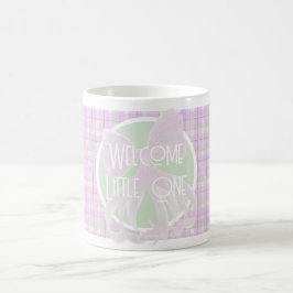 Caneca De Café Laço rosa - Bem-vindo Pequeno - xadrez rosa verde