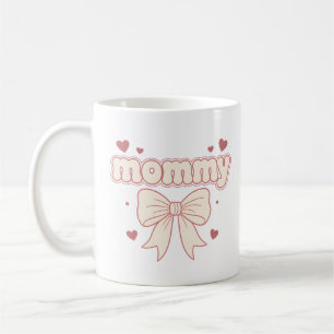 Caneca De Café Laço Rosa de Coração Design Feminino Fofo de Mamãe