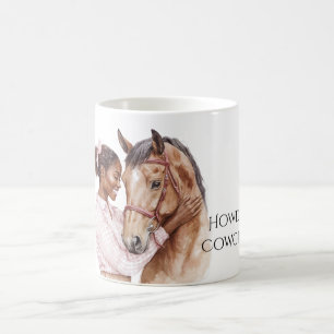 Caneca De Café Laço Rosa Fazenda Ocidental Cowgirl Cavalo