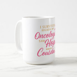 Caneca De Café Laço Rosa Oncologista Obrigado – Sobrevivente