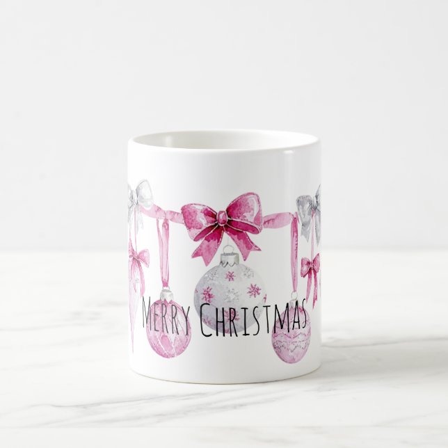 Caneca De Café Laços de enfeites rosa Natal  (Centro)