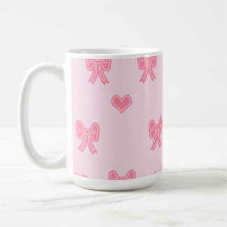 Caneca De Café Lacos e Corações Rosa Fofo Coque