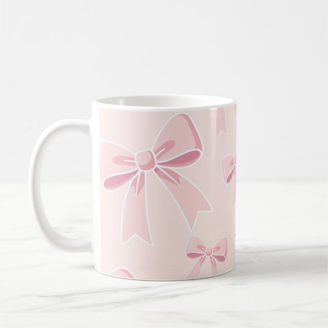 Caneca De Café Laços Rosa Fofa Coquete Charme Rústico (Esquerda)