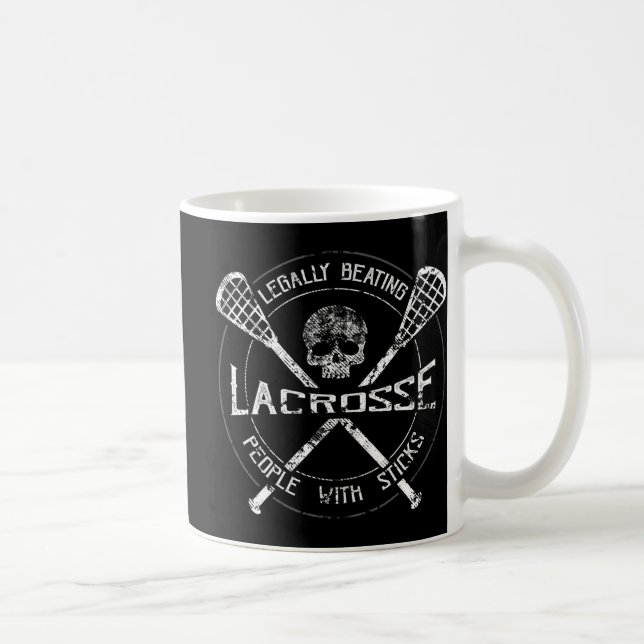 Caneca De Café Lacrosse Batendo Legalmente Em Pessoas Com Sticks  (Direita)