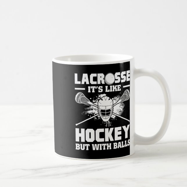Caneca De Café Lacrosse É Como Hóquei Mas Com Jogador Engraçado  (Direita)