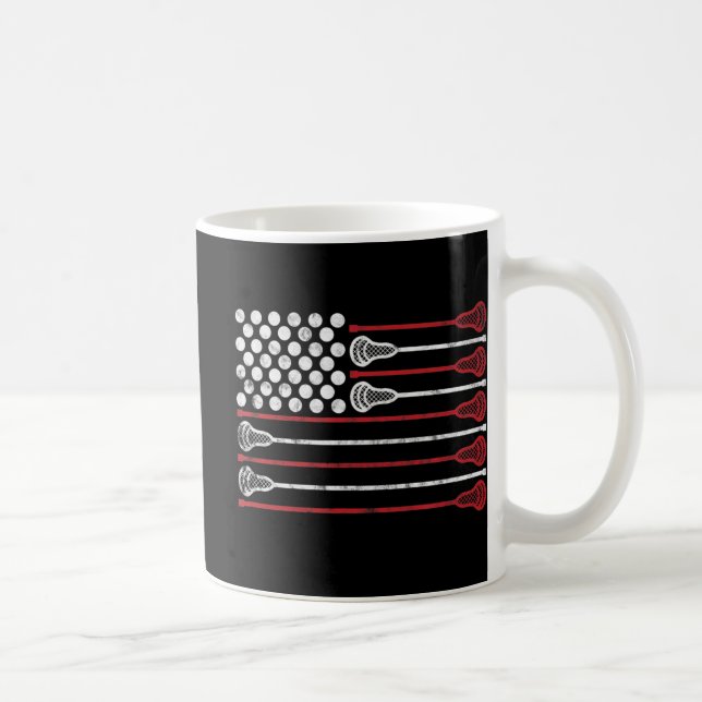 Caneca De Café Lacrosse USA Flag Lax (Direita)