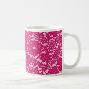 Caneca De Café Lacy rosa quente