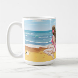 Caneca De Café ladie na praia
