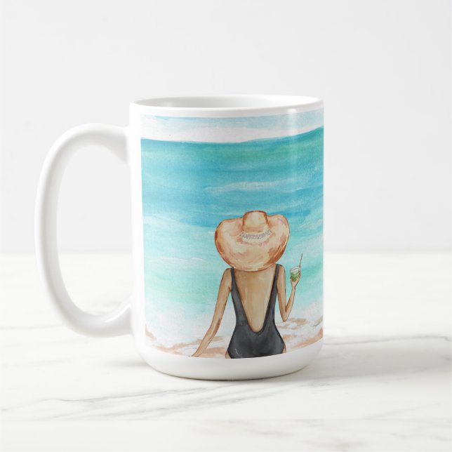 Caneca De Café ladie na praia (Esquerda)