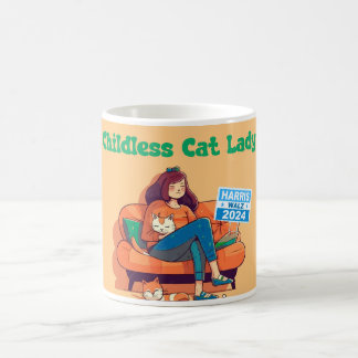 Caneca De Café Lady Gato Sem Fios para Harris/Walz