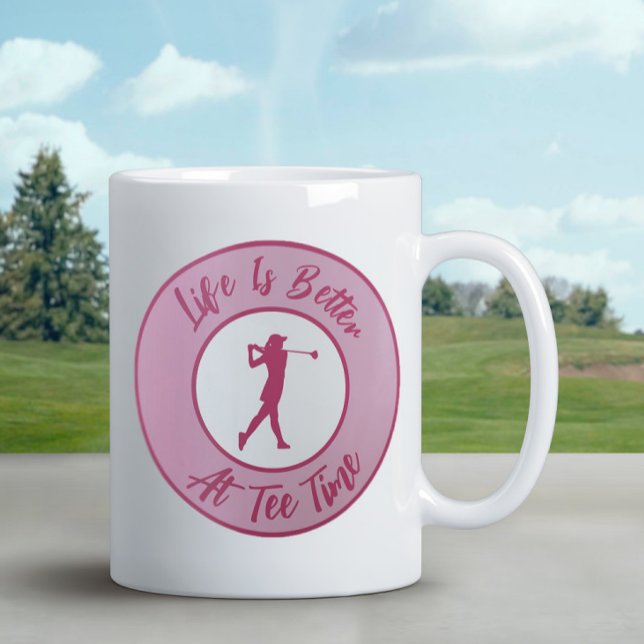 Caneca De Café Lady Golfer Time Esportes Humor Engraçado Pun Rosa (Criador carregado)