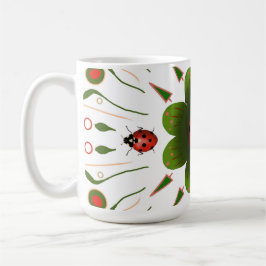 Caneca De Café Ladybug - com vermelho, verde em branco