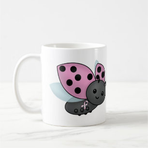 Caneca De Café Ladybug Cor-de-rosa Fita de Sensibilização Café
