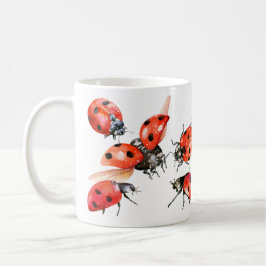 Caneca De Café Ladybug de Cor Vermelha e Negra