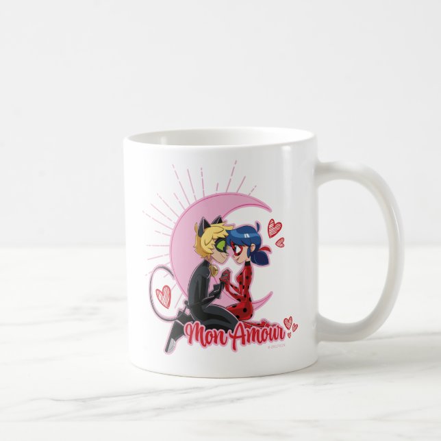 Caneca De Café Ladybug e Cat Noir | Mon Amour (Direita)
