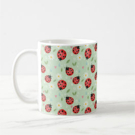 Caneca De Café Ladybug Flower Pattern