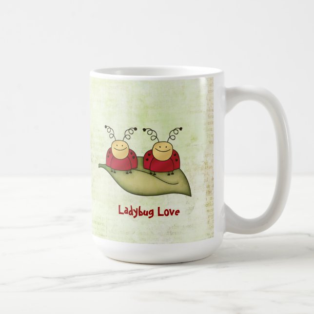 Caneca De Café Ladybug Love Whimsical Graphic Mug (Direita)