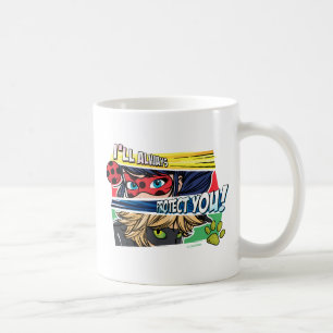 Caneca De Café Ladybug Miraculoso e Cat Noir sempre protegem você