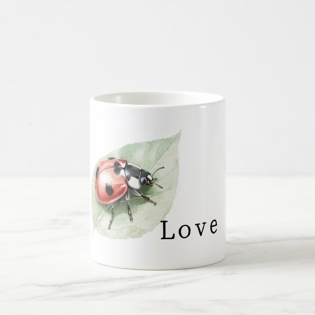 Caneca De Café Ladybug on Leaf Love (Centro)