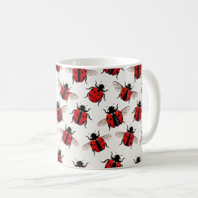 Caneca De Café Ladybug Pattern (Frente Esquerda)
