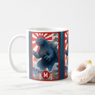 Caneca De Café Lagarto Azul Monstro Monograma Negrito Divertido L