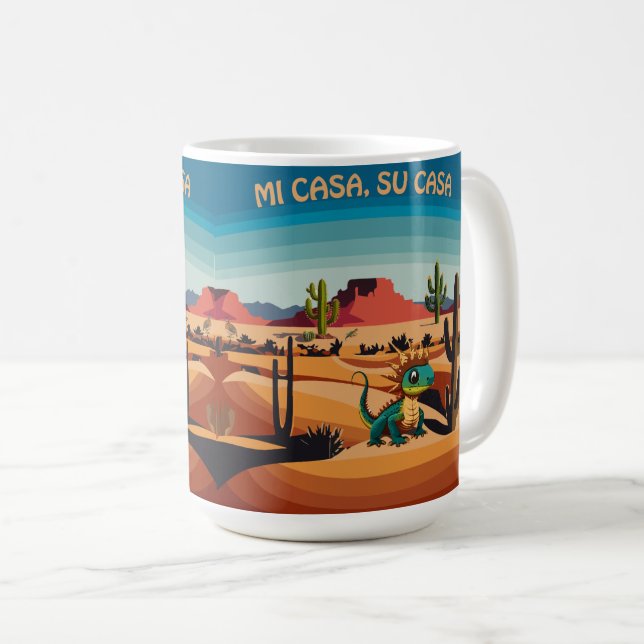 Caneca De Café Lagarto Cornudo do Sudoeste, Minha Casa, Sua Casa (Frente Esquerda)