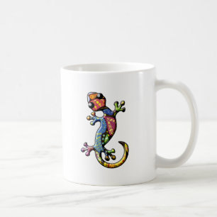 Caneca De Café Lagarto de escalada do geco da chita multicolorido