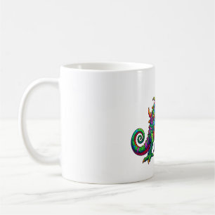 Caneca De Café Lagarto Dragão Neon Prismático