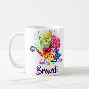 Caneca De Café Lagarto floral colorido personalizado