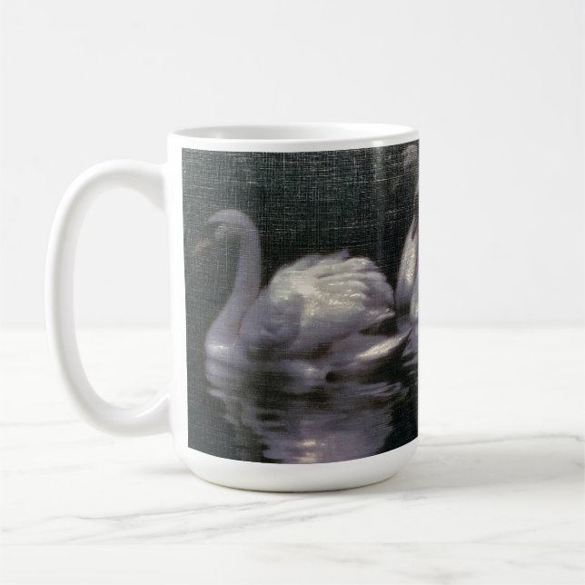 Caneca De Café Lago de Cisnes ao Luar (Esquerda)