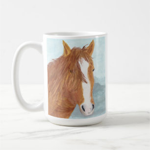Caneca De Café Lago de Montanha Azul Marrom de Cavalo Selvagem -
