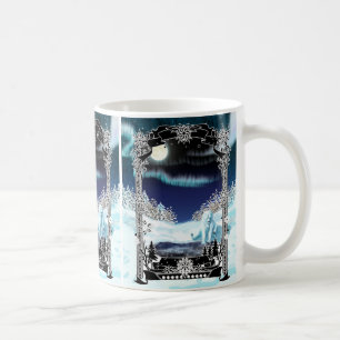 Caneca De Café Lago de Urso Polar de Inverno com Aurora
