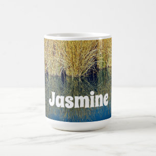 Caneca De Café Lago Grass Blue Water Refletion Foto Nature