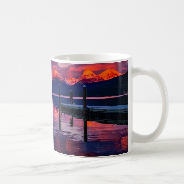 Caneca De Café Lago McDonald, céu do vermelho do parque nacional (Direita)