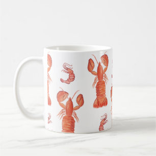 Caneca De Café Lagosta Água-Forte Pintada à Mão Padrão