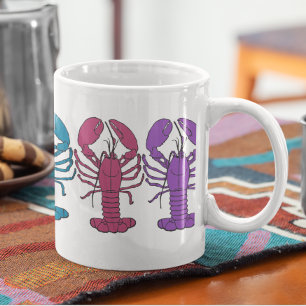 Caneca De Café Lagosta Crustaceancore de Diversão Colorida