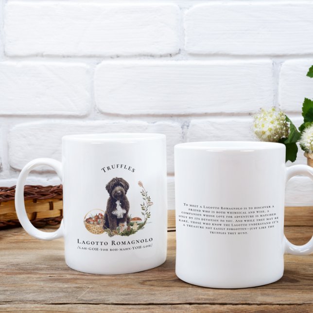 Caneca De Café Lagotto Romagnolo Watercolor Dog | Monograma (Criador carregado)