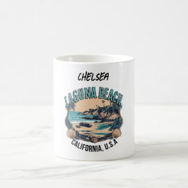 Caneca De Café Laguna Beach Retro Vignette Personalizado