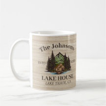 Lake House Wood Themed Family Name Personalizado