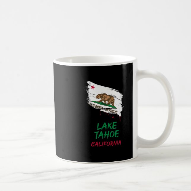Caneca De Café Lake Tahoe California Paint Splatter Flag Vacation (Direita)