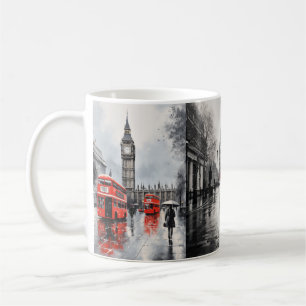 Caneca De Café "Lama Cerâmica Branca de Londres - Ônibus Vermelho