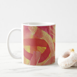Caneca De Café Lama cor-de-rosa, laranja e amarelo esfrega aquare